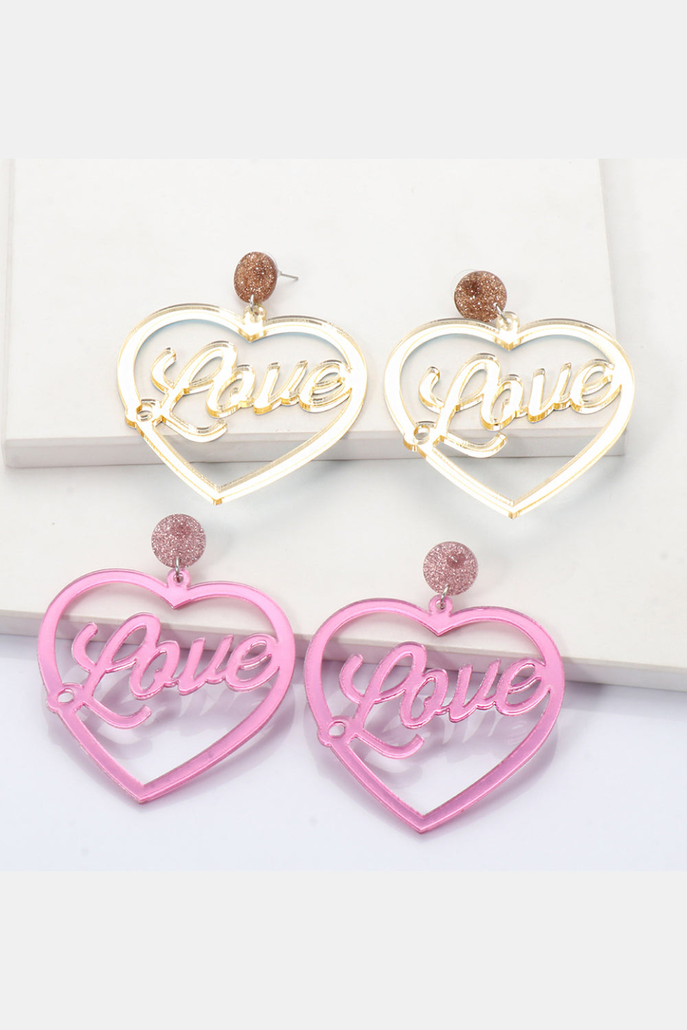 Heart Shape Acrylic Dangle Earrings 