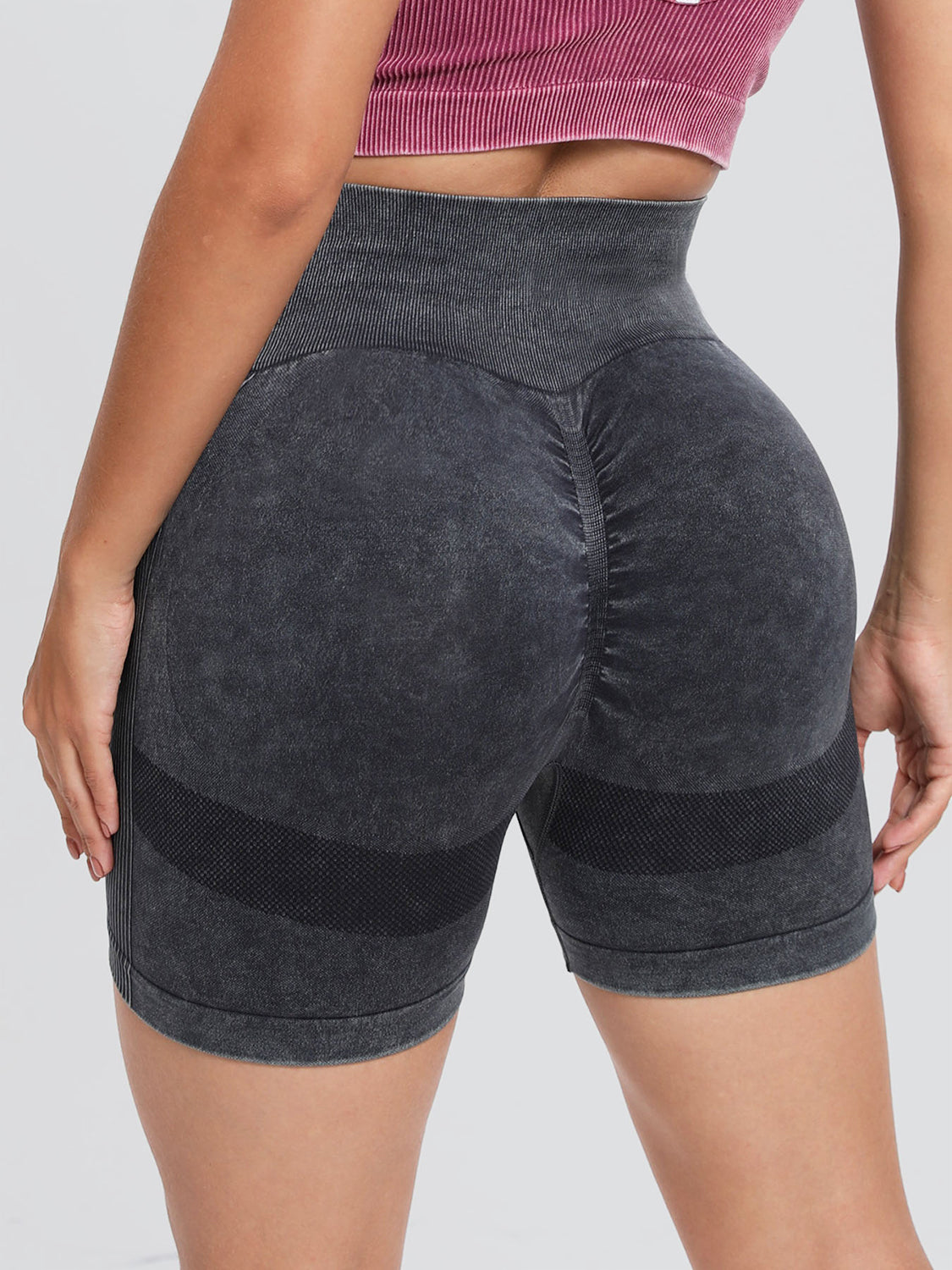 Washed High Waist Active Shorts 