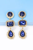Geometrical Shape Zinc Alloy Frame Glass Dangle Earrings 