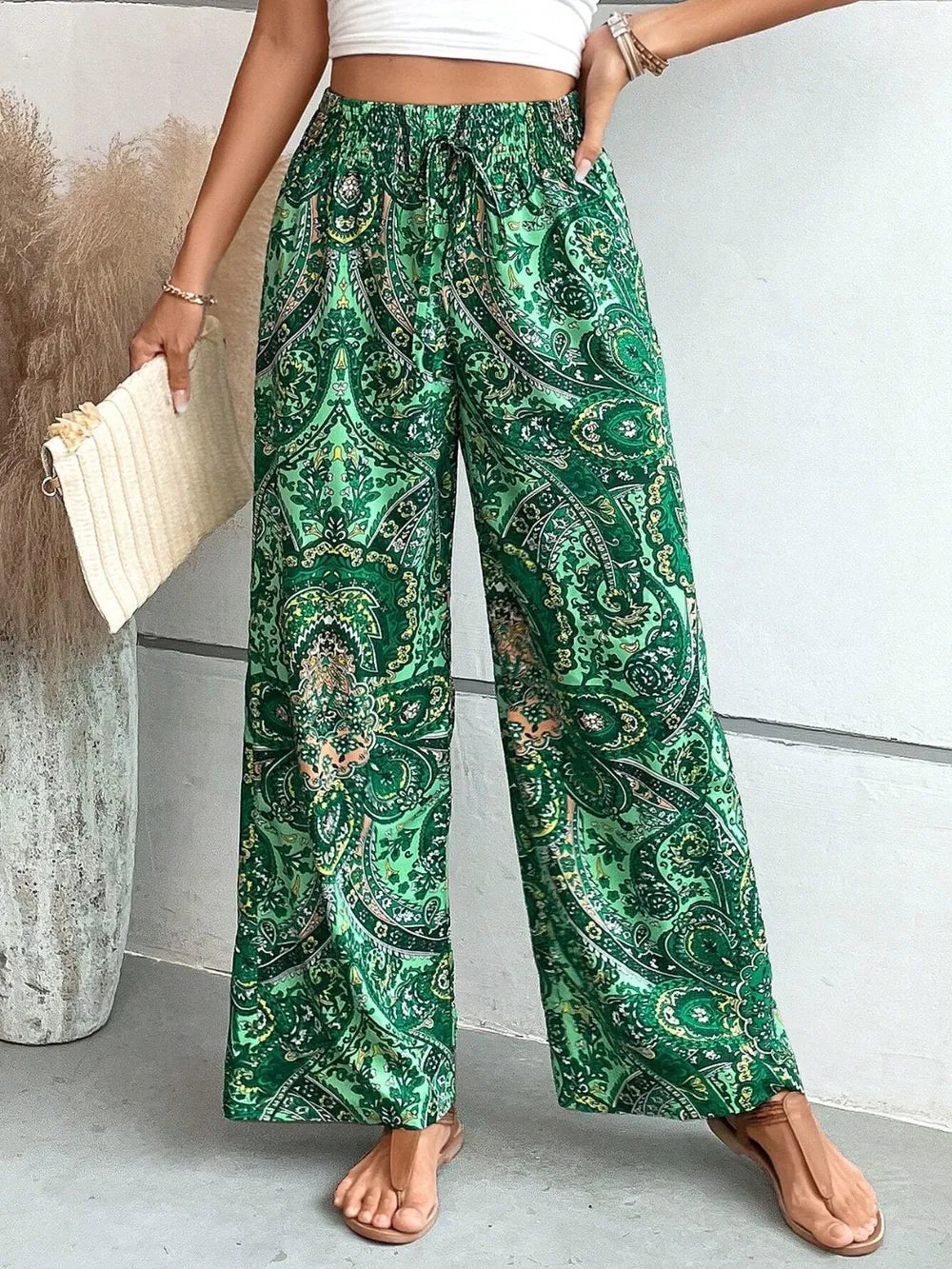 Printed Wide Leg Pants 