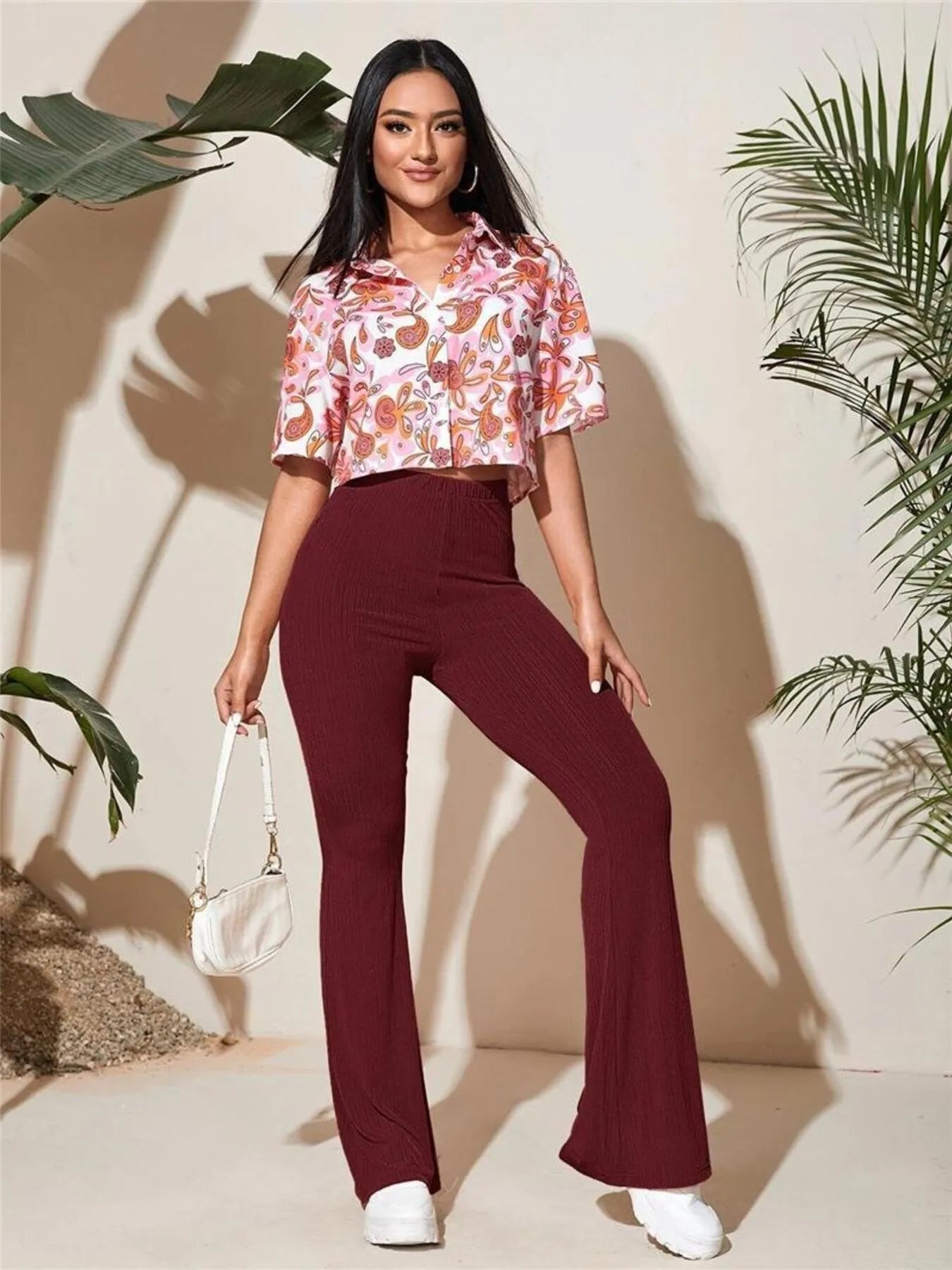 Full Size High-Waist Flare Active Pants Plus Size 