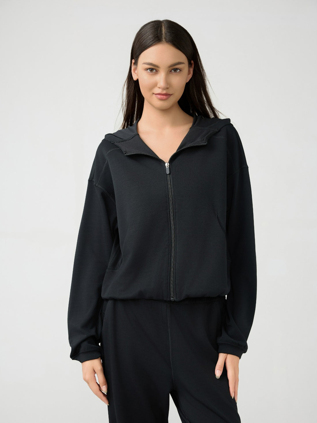 Millennia Zip Up Dropped Shouder Active Hooded 