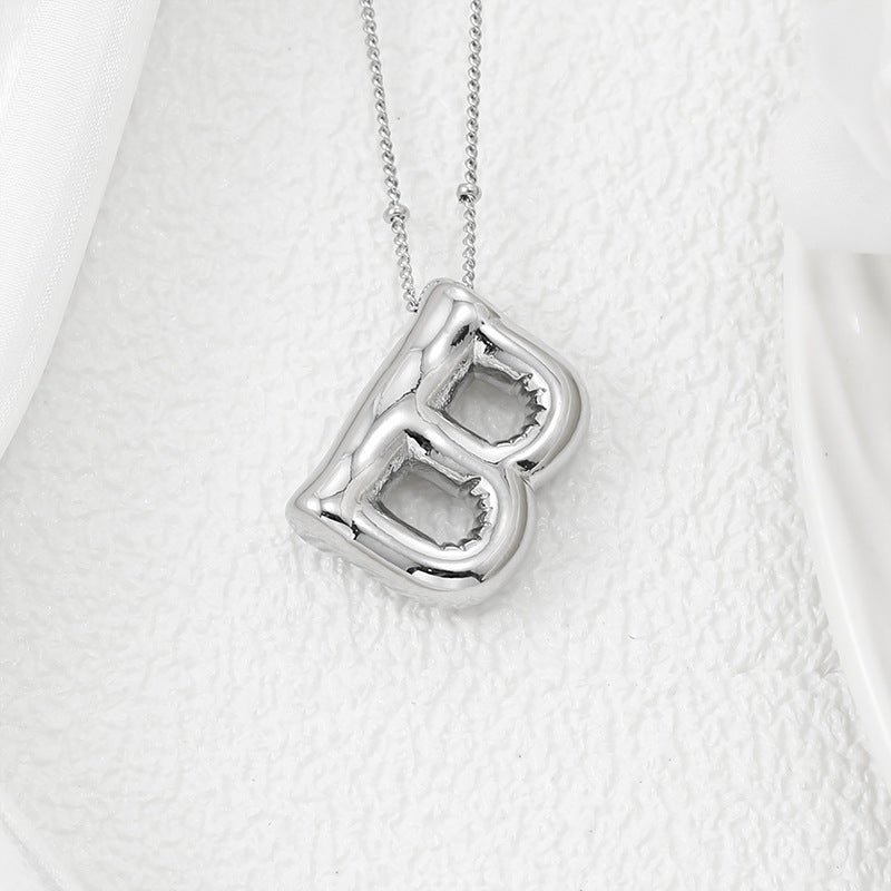 Copper Bubble Letter Pendant Necklace 
