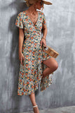 Floral Surplice Neck Tied Midi Dress Dresses