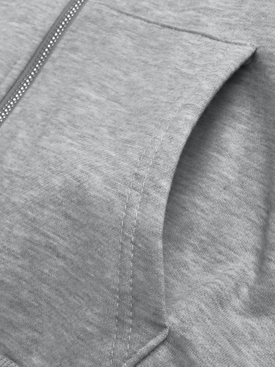 Perfee Rhinestone Zip Up Long Sleeve Hoodie 