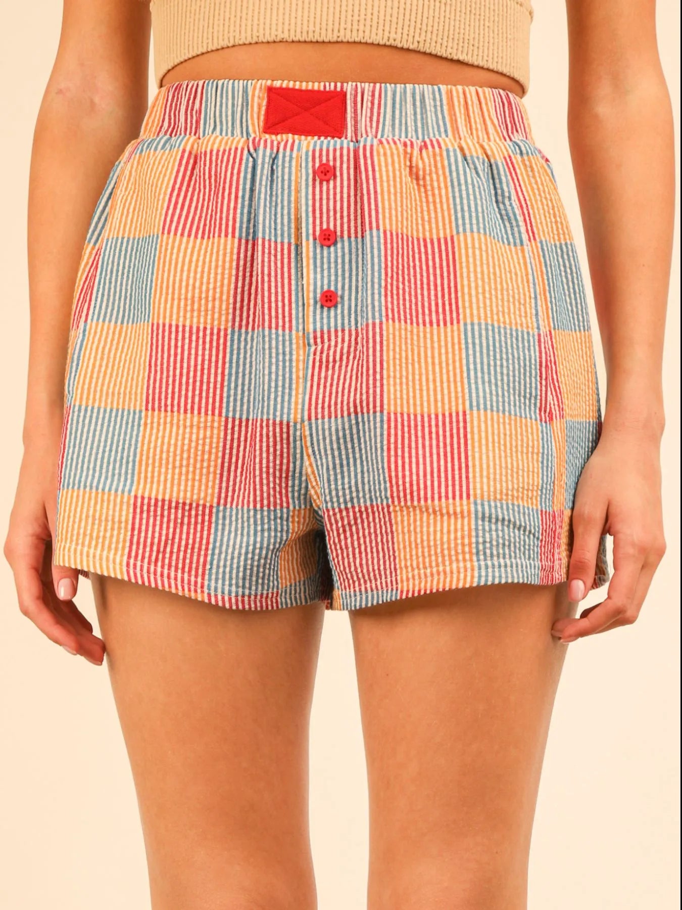 Striped High-Waist Shorts 