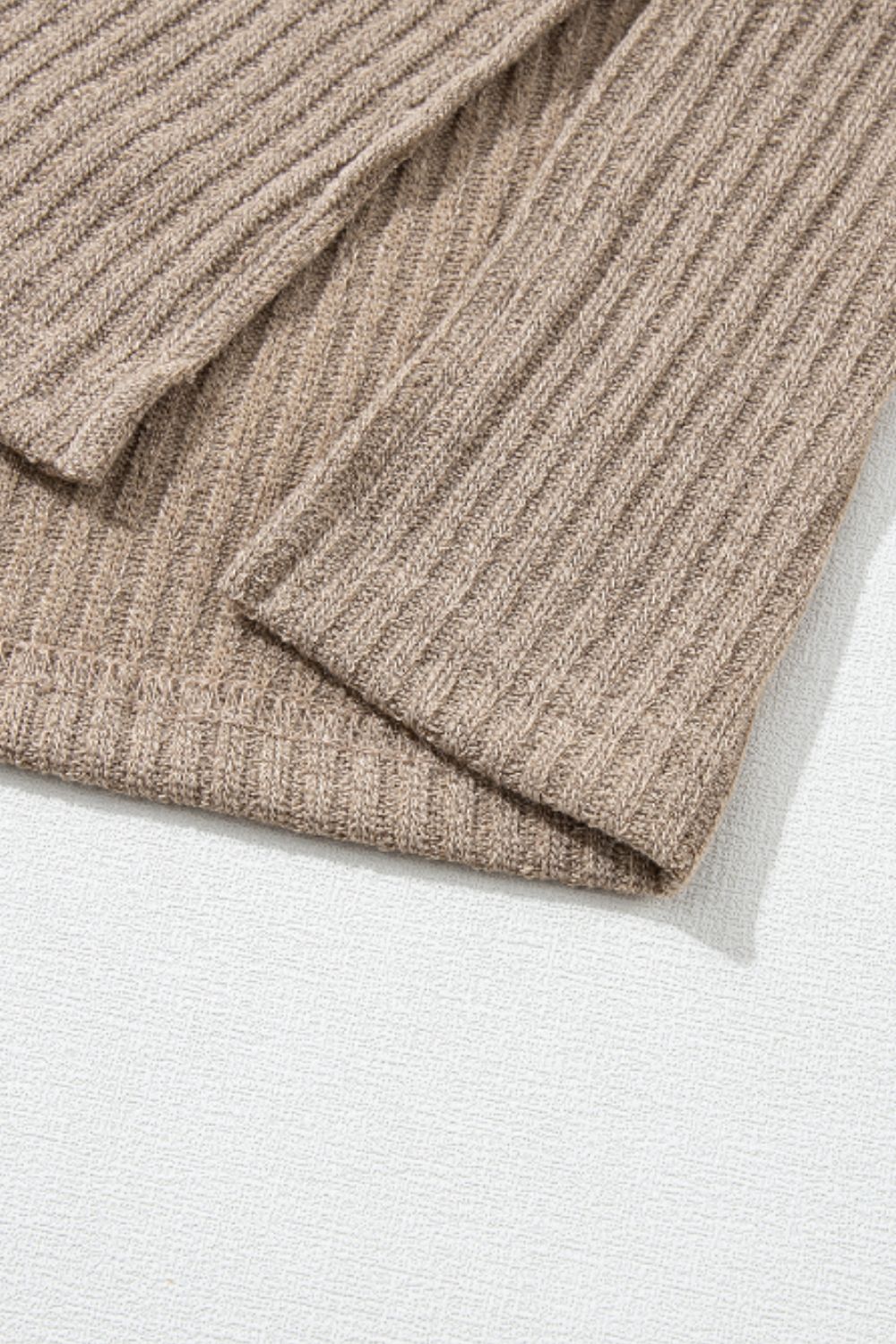 Quarter Button Round Neck Dropped Shoulder Knit Top 