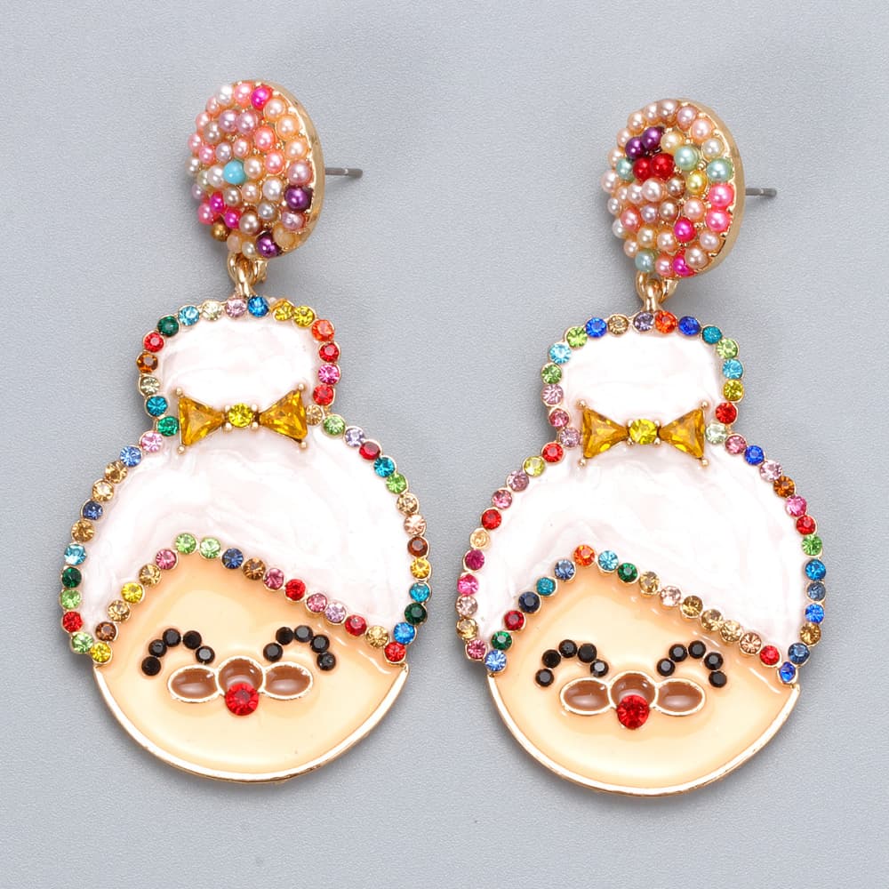 Rhinestone Alloy Mrs. Claus Earrings 