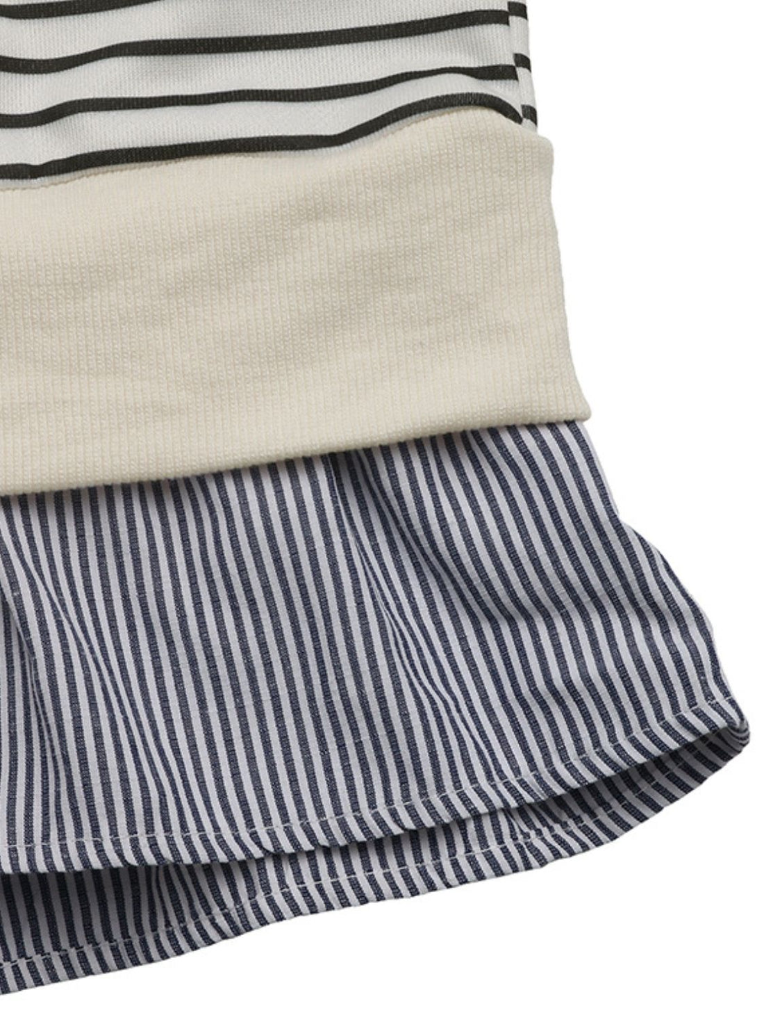 Perfee Faux Layered Striped Long Sleeve Sweatshirt 