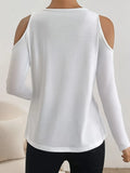 V-Neck Cold Shoulder Long Sleeve T-Shirt 