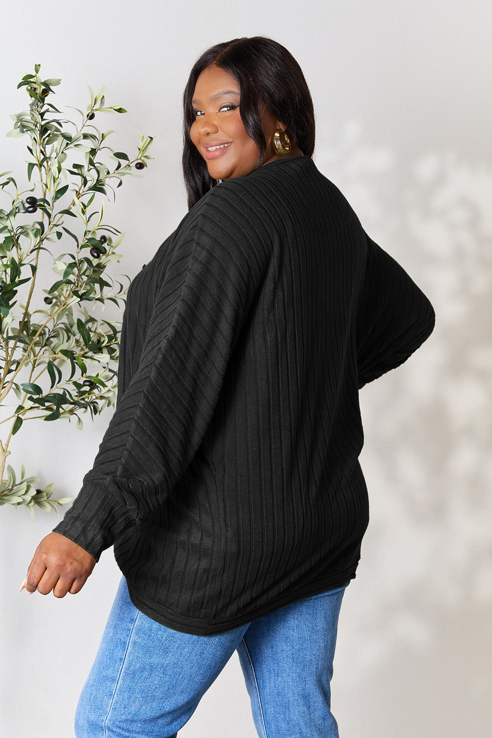 Basic Bae Full Size Ribbed Cocoon Cardigan 