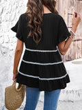 Devine Round Neck Flounce Sleeve Blouse 