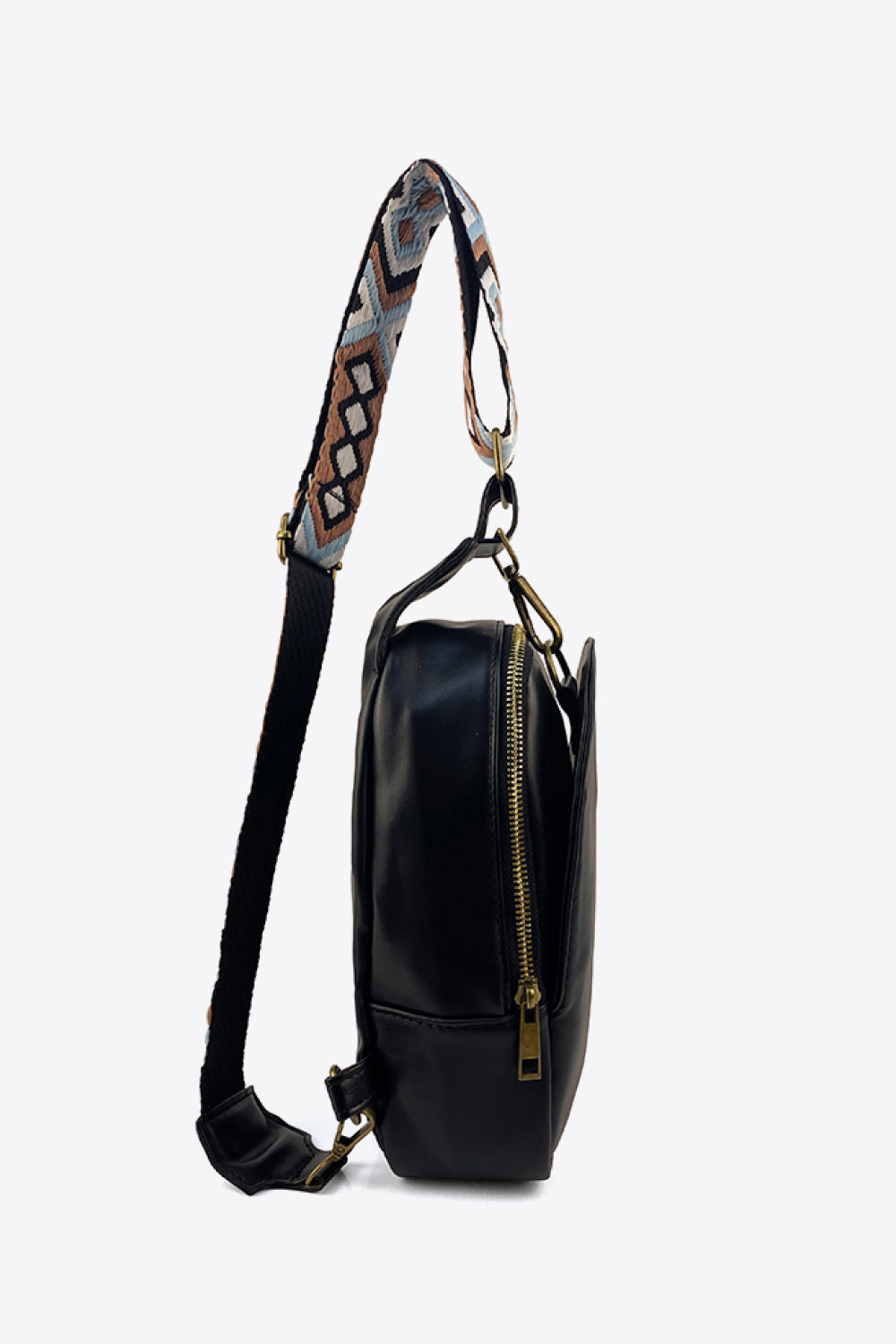 Random Pattern Adjustable Strap PU Leather Sling Bag 