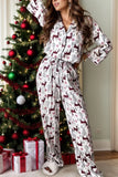 Printed Long Sleeve Top and Drawstring Pants Lounge Set Lingerie & Nightwear