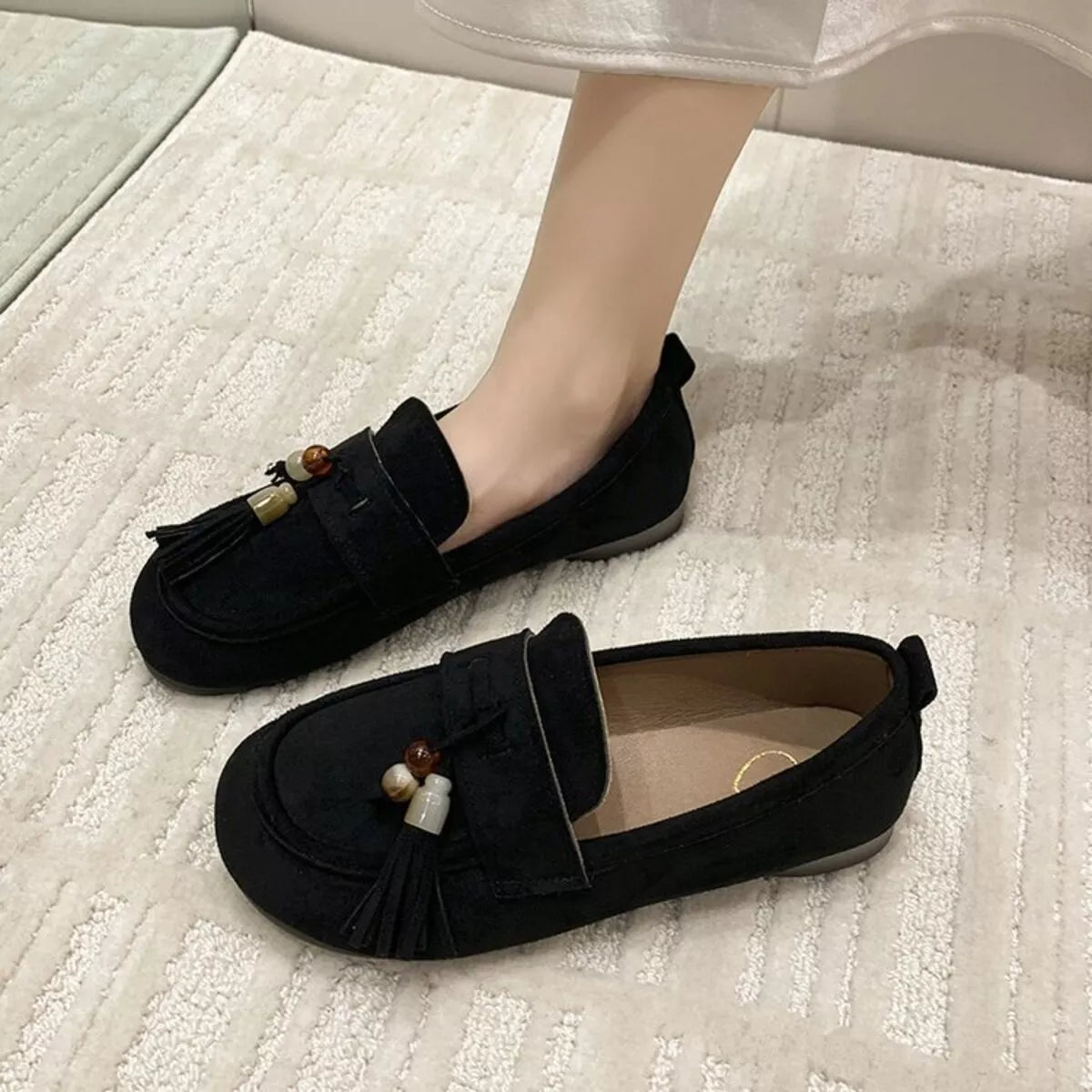 Tassel Round Toe Slip-Ons 