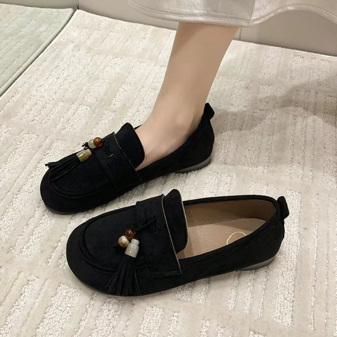 Tassel Round Toe Slip-Ons 