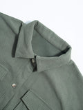 Snap Down Collared Neck Drop Shoulder Jacket 