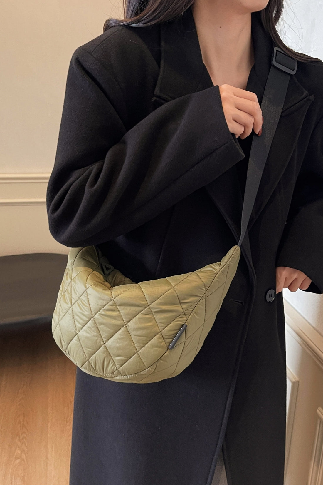 Quilted Adjustable Strap Crossbody Bag 