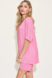 Basic Bae Full Size V-Neck Drop Shoulder T-Shirt and Shorts Set 