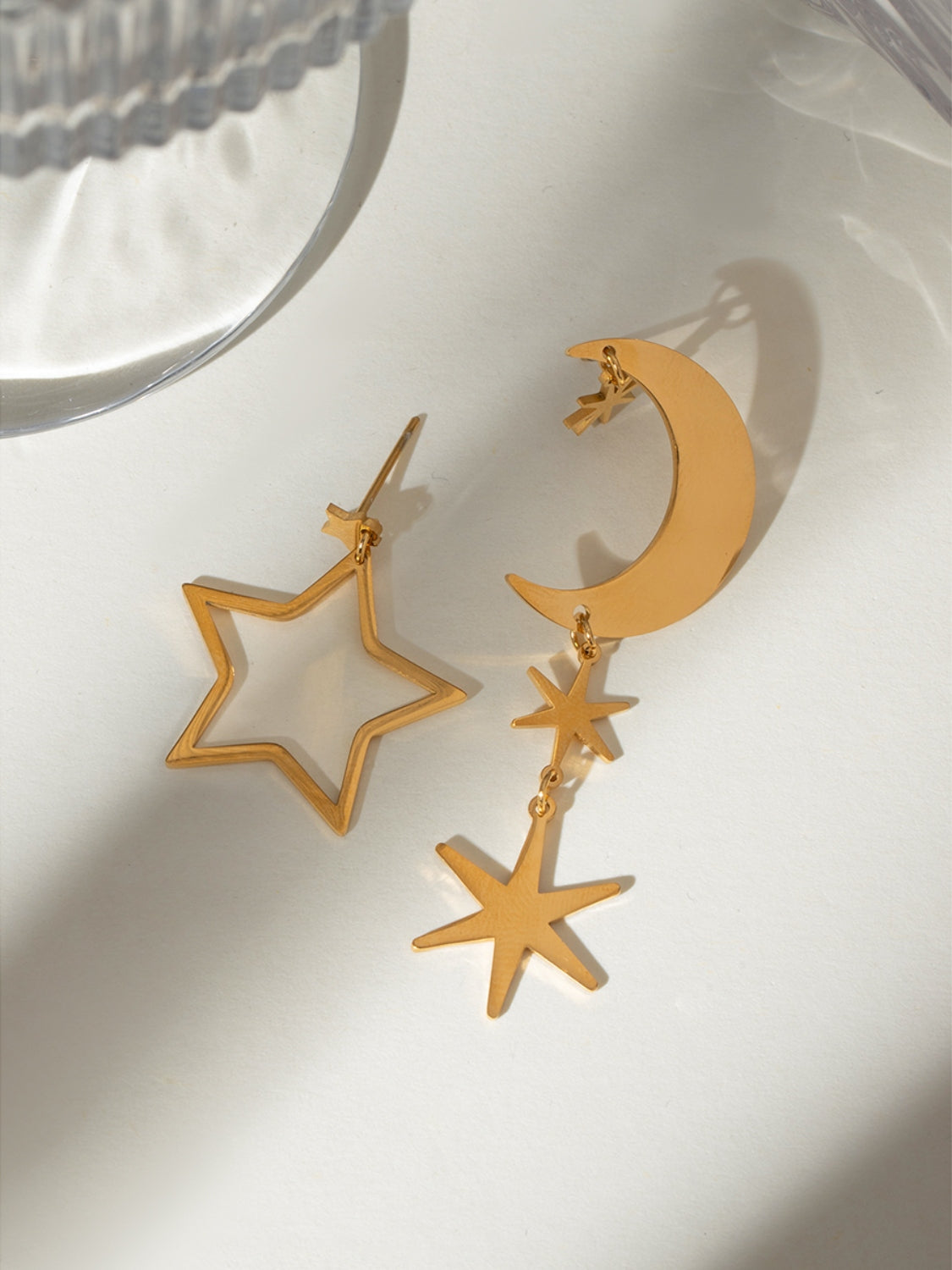 18K Gold-Plated Moon & Star Dangle Earrings 