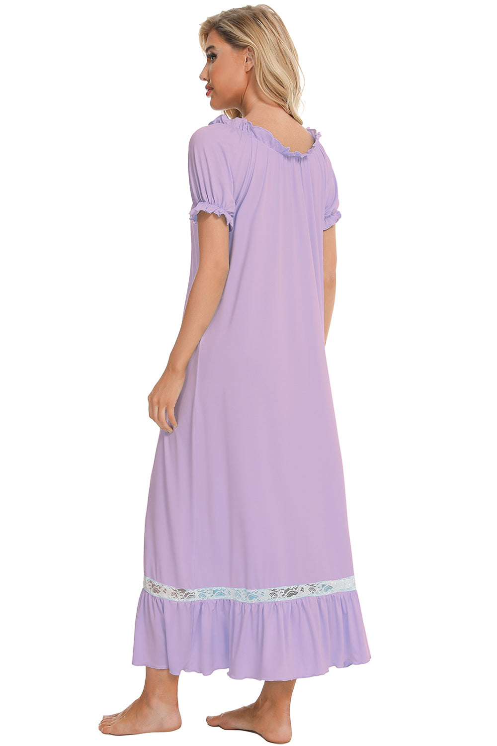 Lace Detail Short Sleeve Lounge Dress 