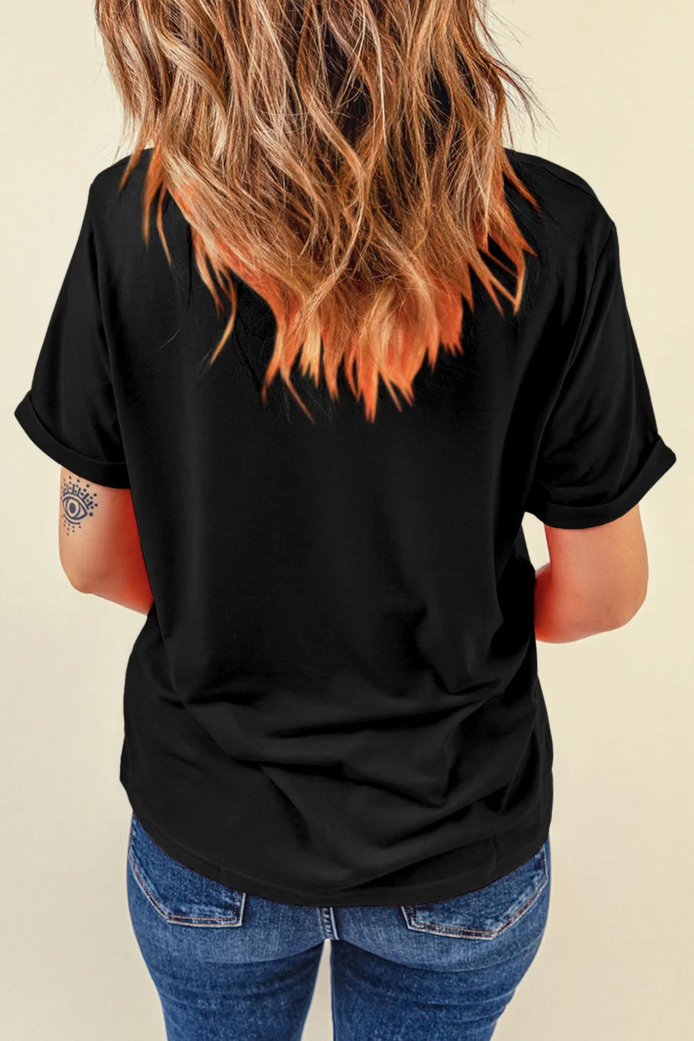 Glitter Pumpkin Round Neck Short Sleeve T-Shirt 