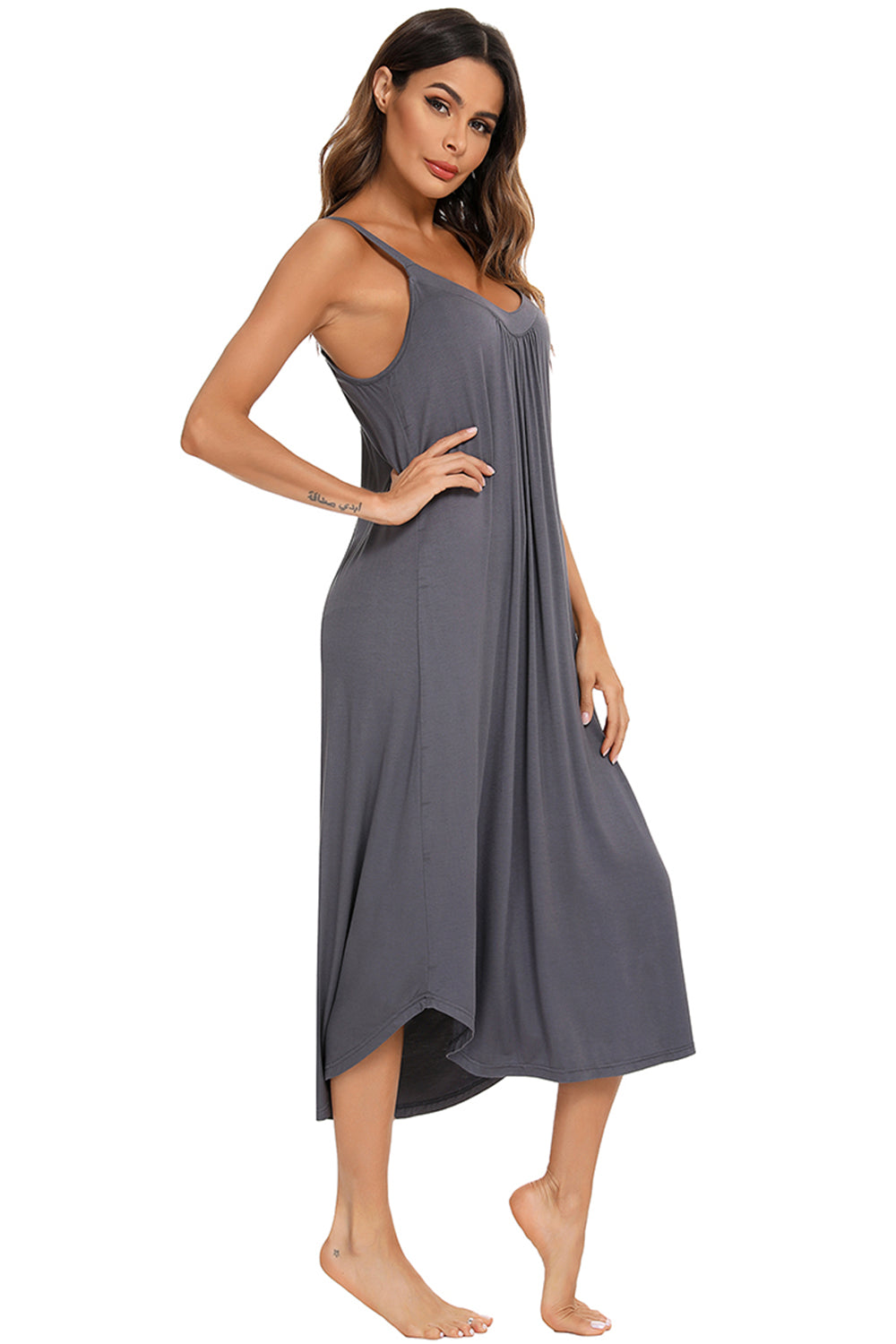 V-Neck Midi Lounge Dress 