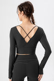 Square Neck Crisscross Active T-Shirt 
