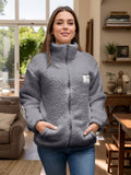 Full Size Turtleneck Zip Up Long Sleeve Sherpa Jacket 