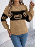 Pumpkin Round Neck Long Sleeve Sweater 
