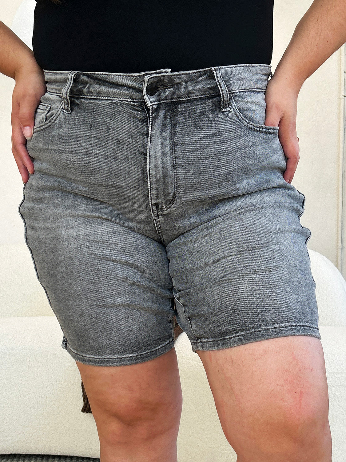 Judy Blue Full Size High Waist Washed Denim Shorts 