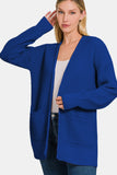 Zenana Waffle Open Front Sweater Cardigan 