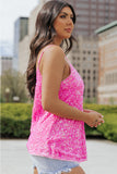 Pink Sequin Adjustable Straps Tank Top Tops/Tank Tops