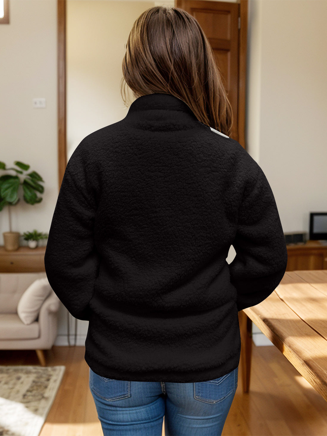 Full Size Turtleneck Zip Up Long Sleeve Sherpa Jacket 