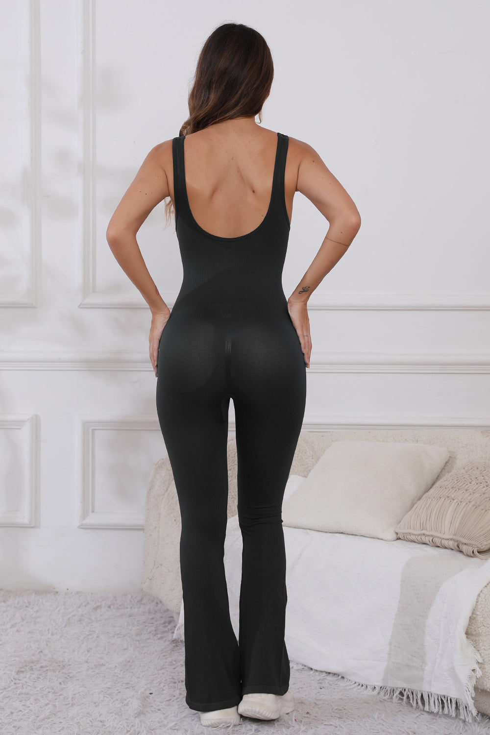 Scoop Neck Wide Strap Active Jumpsuit 