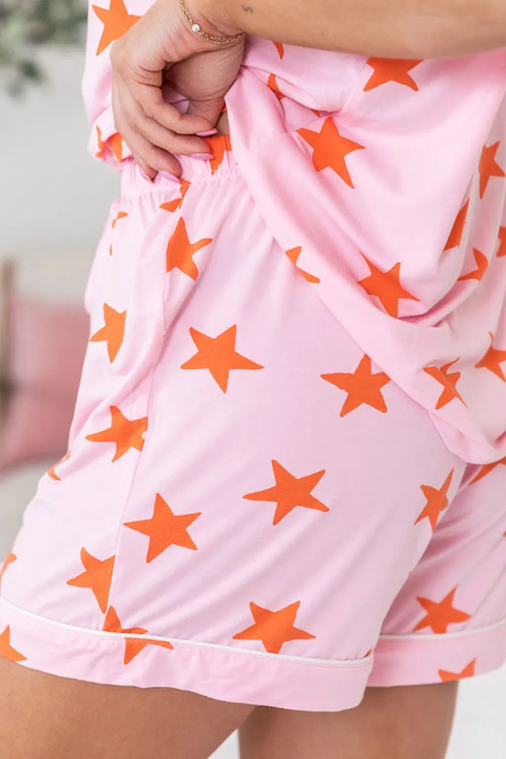 Star Print Short Sleeve Shirt and Shorts Set Lingerie & Nightwear