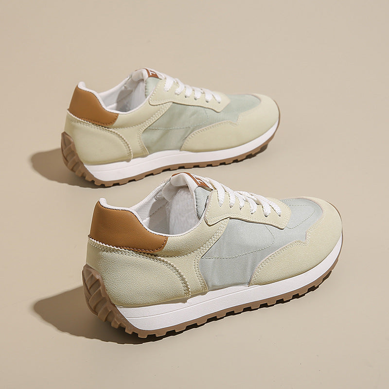 Contrast Platform Lace-Up Athletic Sneakers 