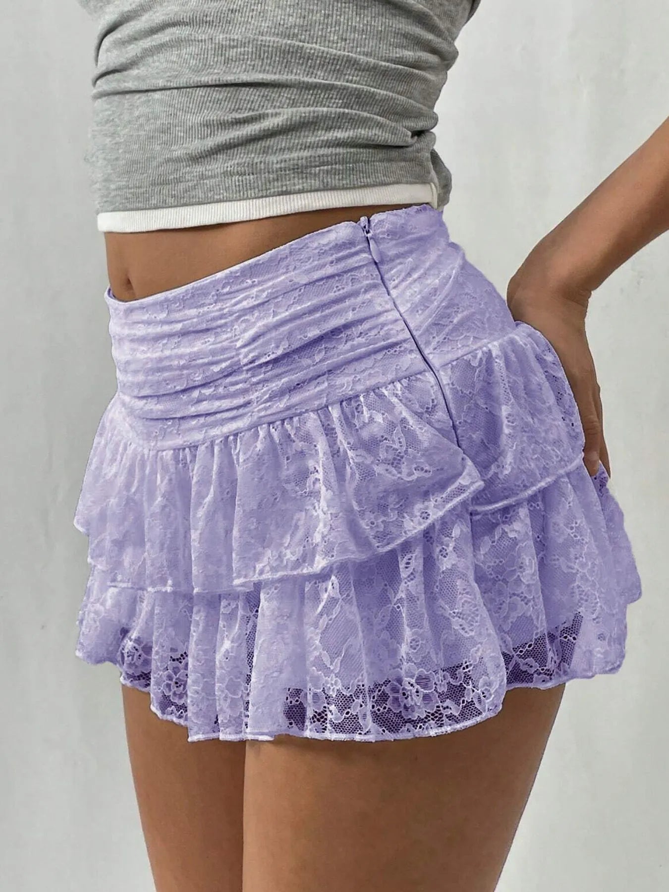 Lace Layered Mini Skirt 