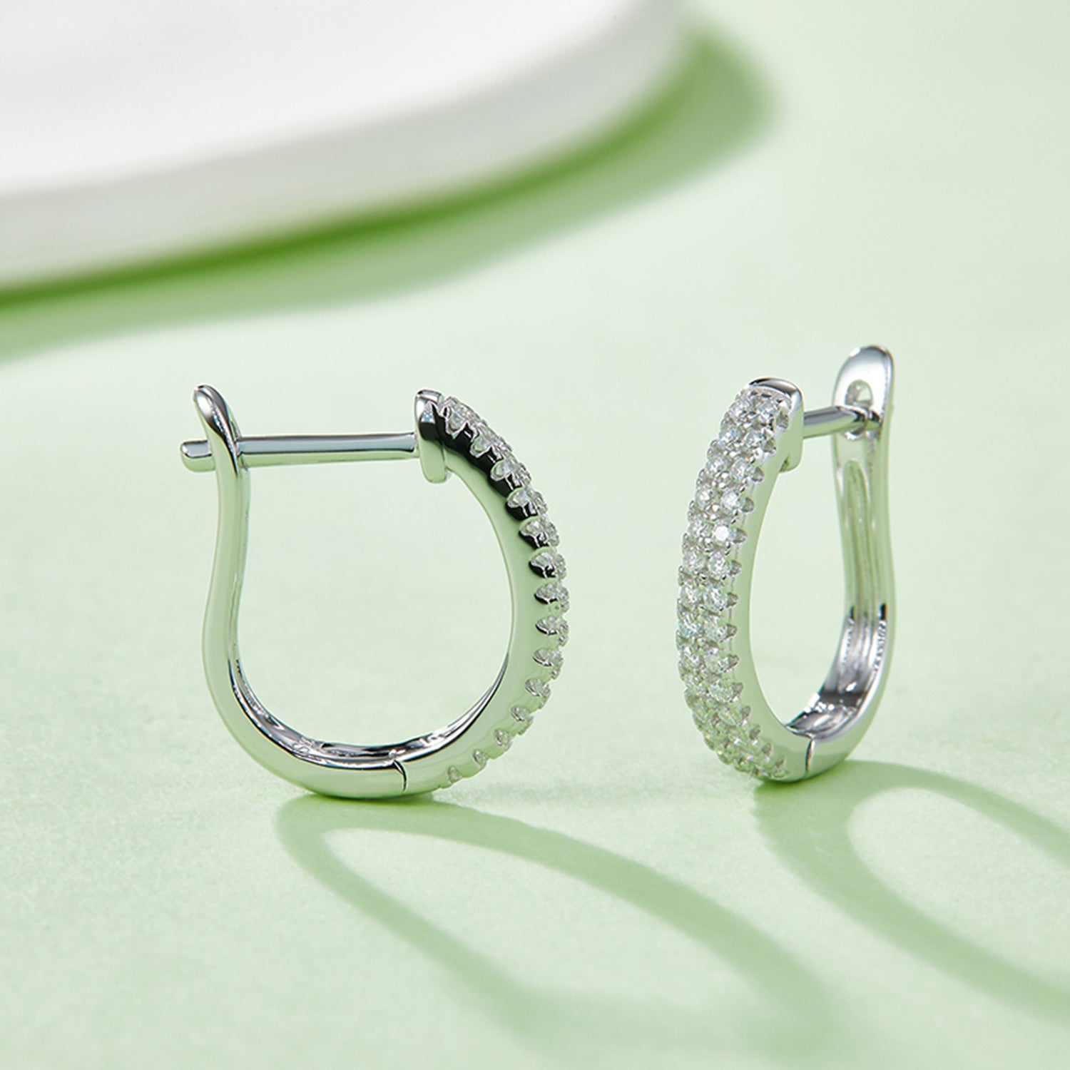 Moissanite 925 Sterling Silver Huggie Earrings 