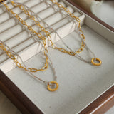 Beaded Double-Layered Titanium Steel Necklace 