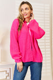 Woven Right Rib-Knit Open Front Drop Shoulder Cardigan 