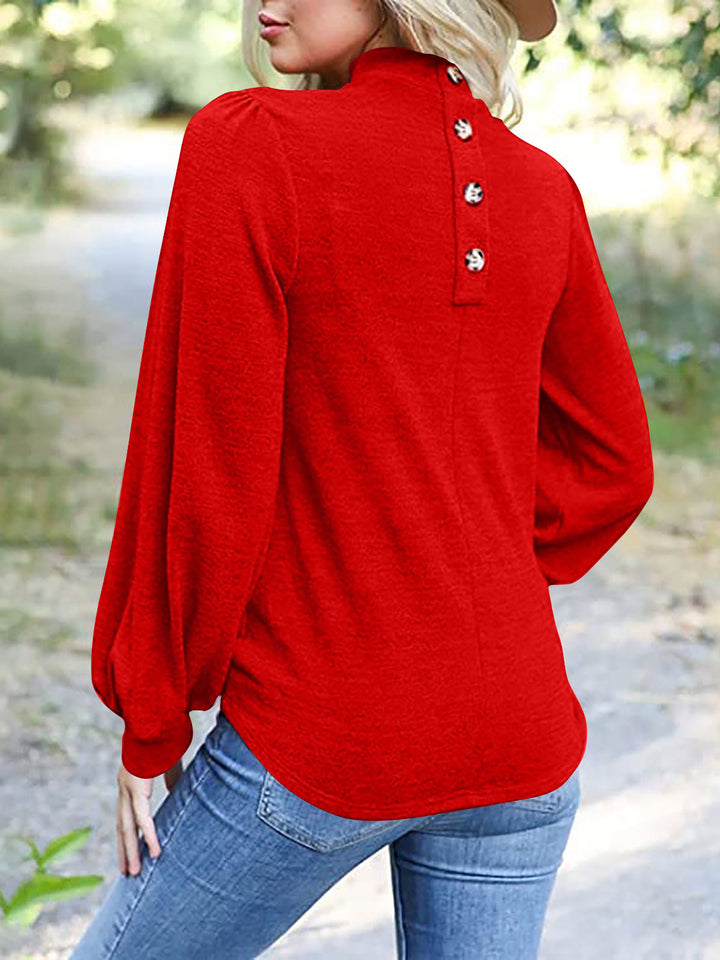 Full Size Mock Neck Long Sleeve T-Shirt 