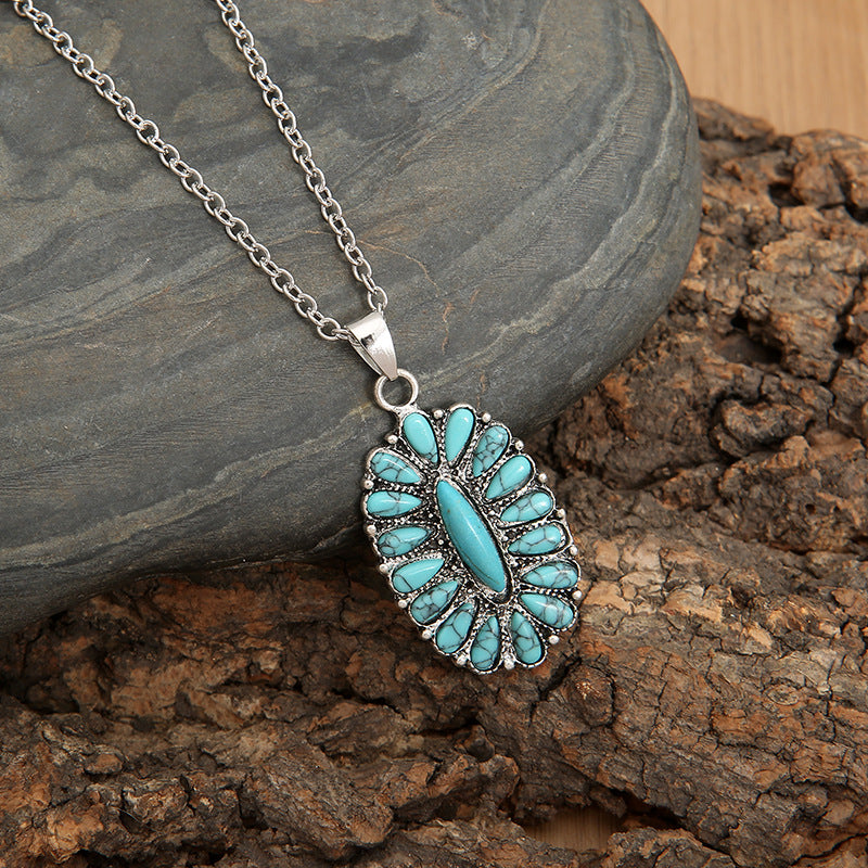 Artificial Turquoise Pendant Alloy Necklace 