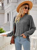 Heathered V-Neck Long Sleeve T-Shirt 