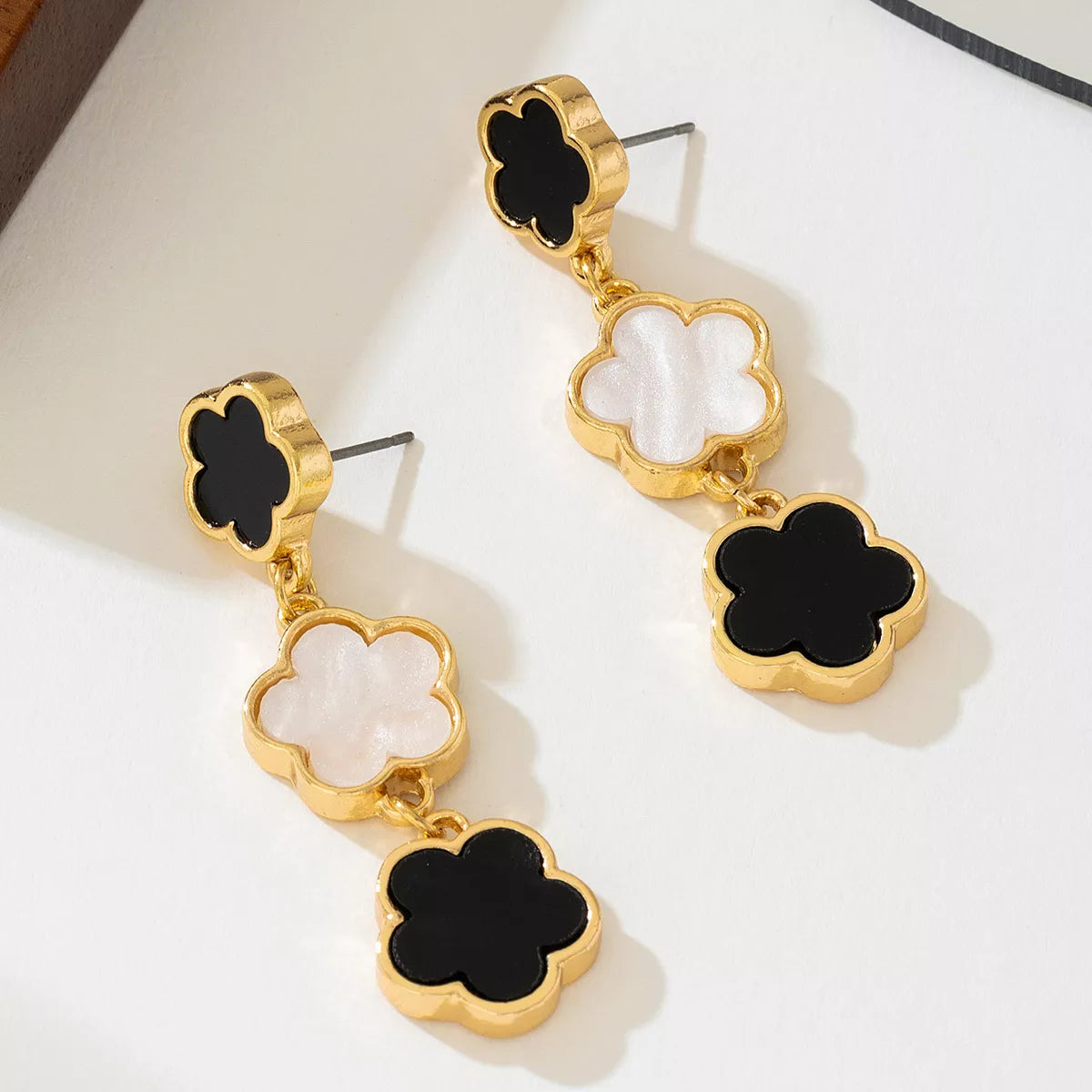 18K Gold-Plated Clover Drop Earrings 
