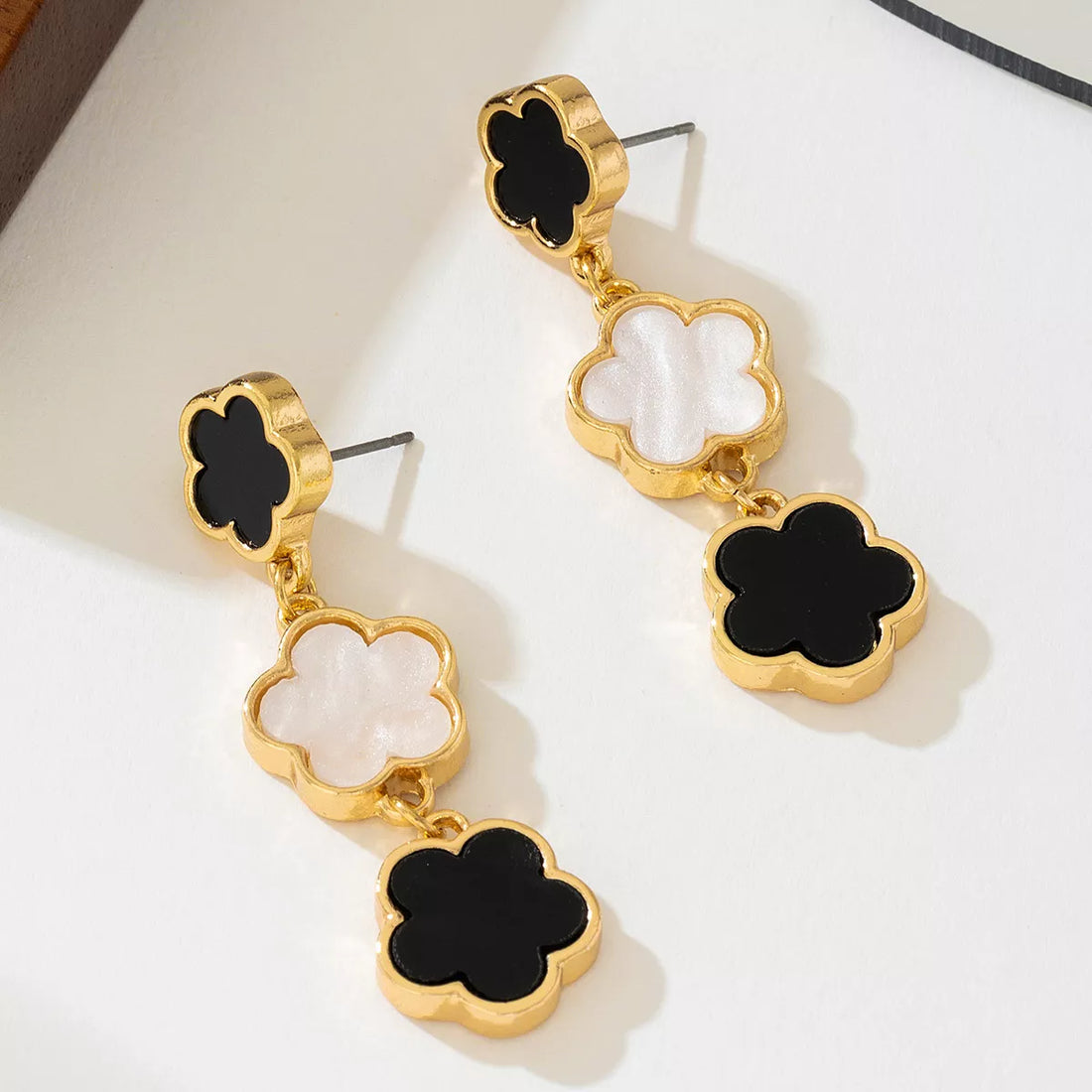 18K Gold-Plated Clover Drop Earrings 