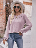 Mandy Long Flounce Sleeve Round Neck Blouse 