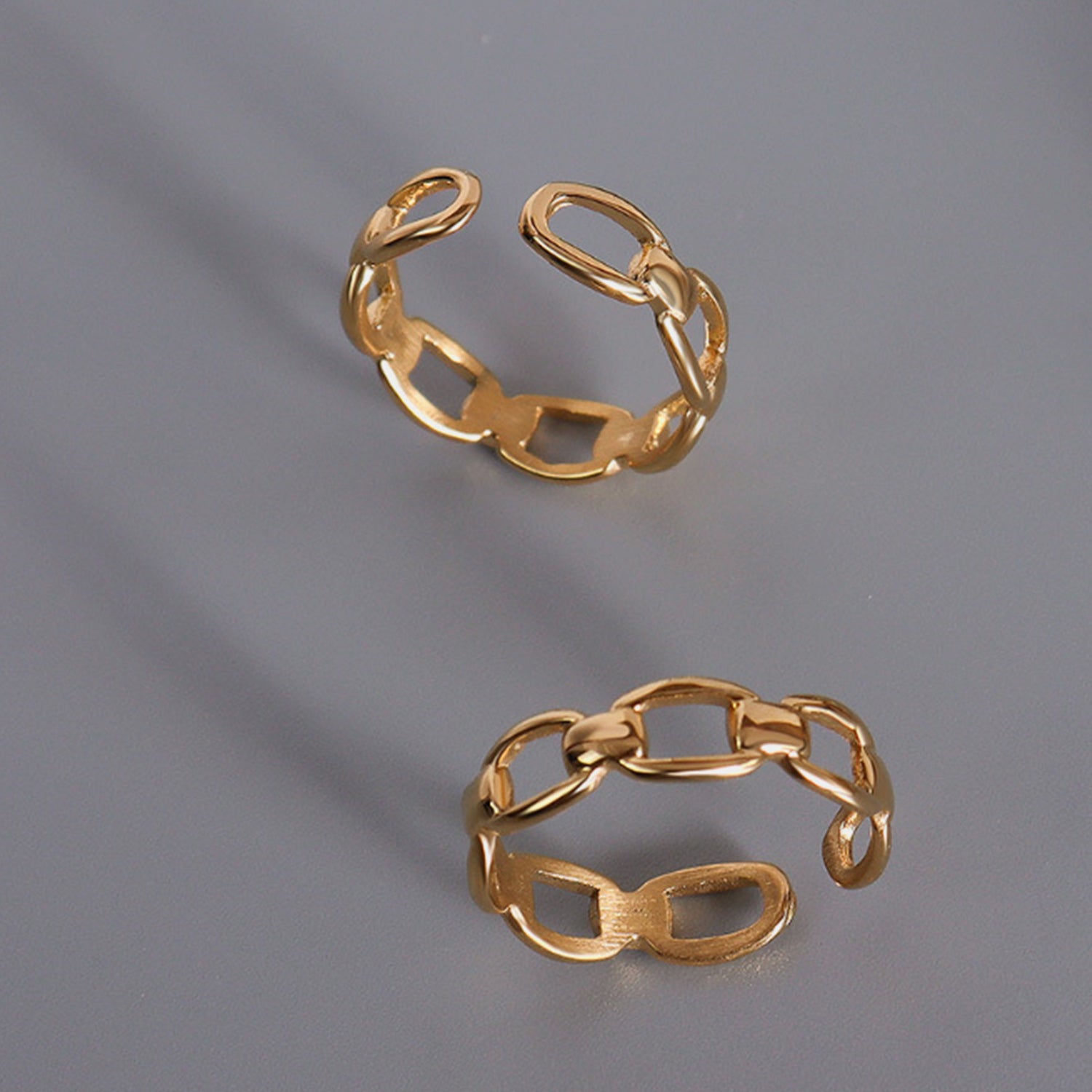 Titanium Steel Gold-Plated Adjustable Ring 