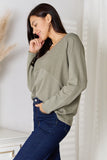 Culture Code  Full Size V-Neck Long Sleeve T-Shirt 