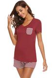Striped Short Sleeve Top and Shorts Lounge Set Lingerie & Nightwear